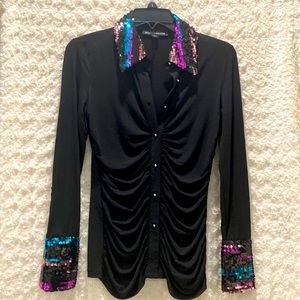 Boston Proper new festive black blouse.